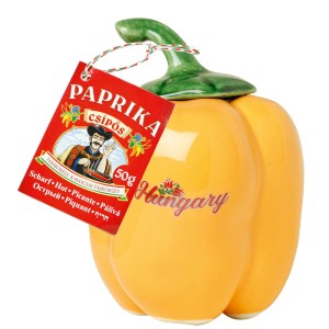 Papryka węgierska mielona pikantna 50g w ceramicznym opakowaniu "Duna" kolor żółty 