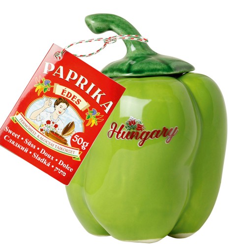Papryka mielona słodka 50g w ceramicznym opakowaniu w kształcie papryki kolor zielony