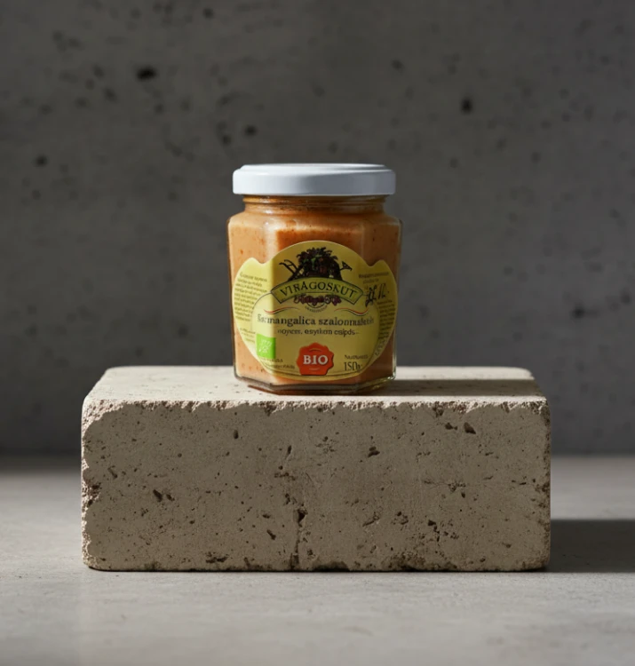 Węgierski-Bio-smalec-z-Mangalicy-z-przyprawami-150g---Bio-mangalica-szalonnakrém-(fűszeres-zsír)-150g-enyhén-csípős