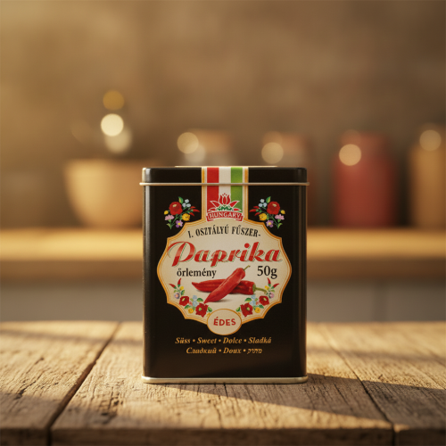 Papryka węgierska mielona słodka 50g w zdobionym metalowym pudełku