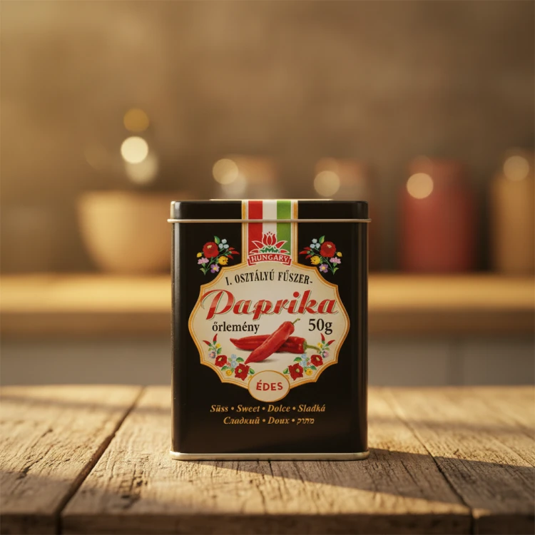 Papryka węgierska mielona słodka 50g w zdobionym metalowym pudełku