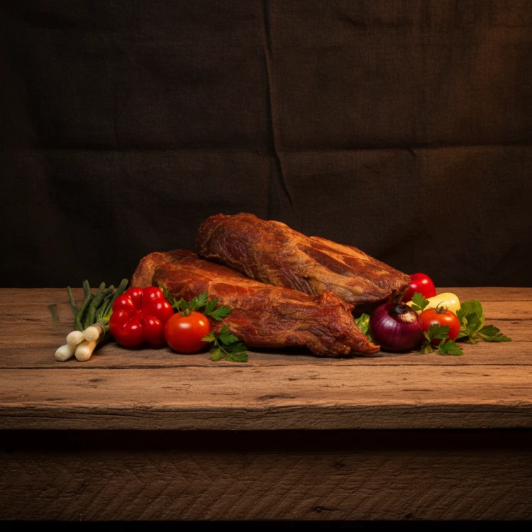 Węgierski-udziec-z-Mangalicy-wędzony,-podpalany-100g---Mangalica-Lángolt,-füstölt-darabolt-comb