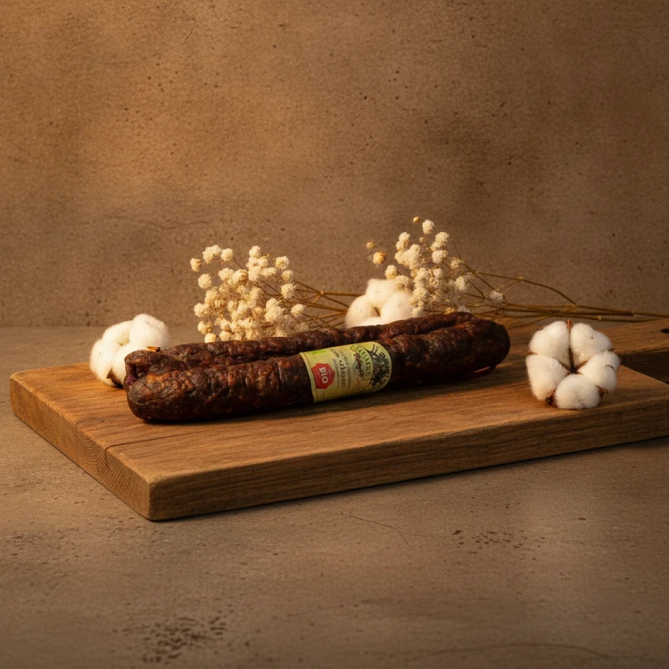 Węgierska-bio-kiełbasa-wiejska-pikantna-mangalica---konina-300g-Bio-füstölt-erlelt-csipős-vekonykolbasz-mangalica-ló