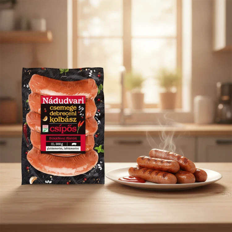 Węgierskie-debreczynki-pikantne-300g---Nádudvari-Debreceni-kolbász-csípős-300g