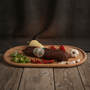 Węgierskie wędzone salami z szarego bydła 600g - Füstölt szürkemarha paprikás vastag kolbász 