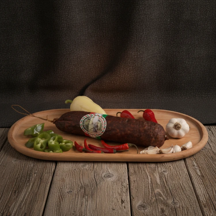 Węgierskie-Wędzone-salami-z-szarego-bydła-600g---Füstölt-szürkemarha-paprikás-vastag-kolbász