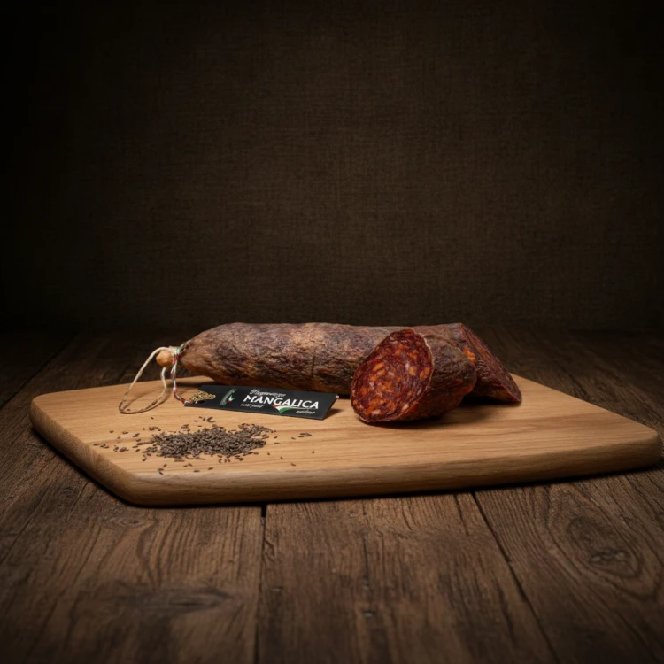 Węgierskie-Salami-wiejskie-lekko-pikantne-ze-świń-Mangalica-400g---Mangalica-szalámi-kraków-sklep-specjały