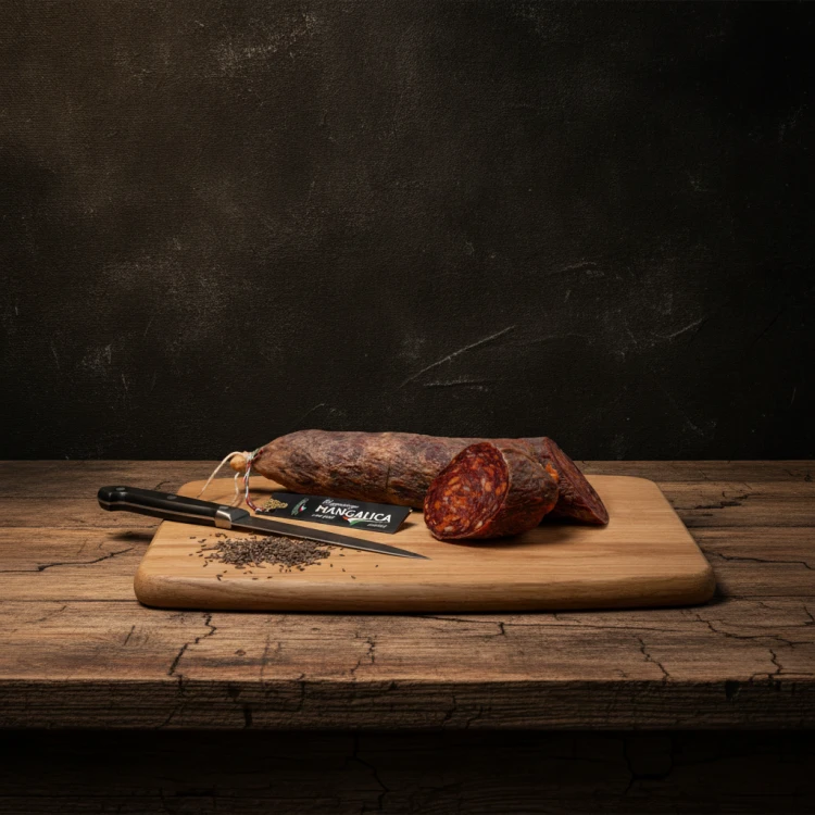Węgierskie-Salami-wiejskie-lekko-pikantne-ze-świń-Mangalica-400g---Mangalica-szalámi