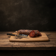 Węgierskie-Salami-wiejskie-lekko-pikantne-ze-świń-Mangalica-300g---Mangalica-szalámi