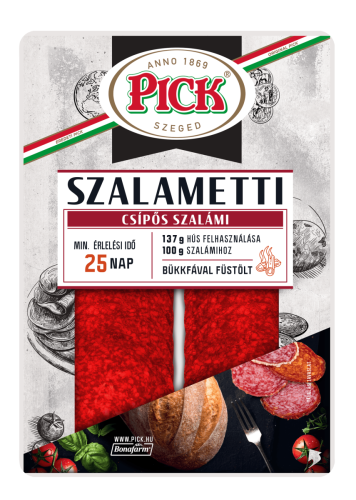 Węgierskie salami paprykowe pikantne plastry 70g - Pick Szalametti csipős szalami