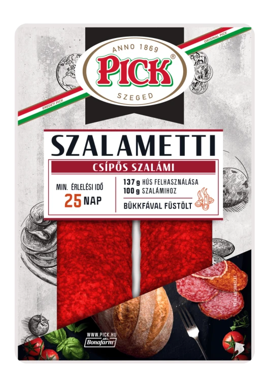 Węgierskie salami paprykowe pikantne plastry 70g - Pick Szalametti csipős szalami
