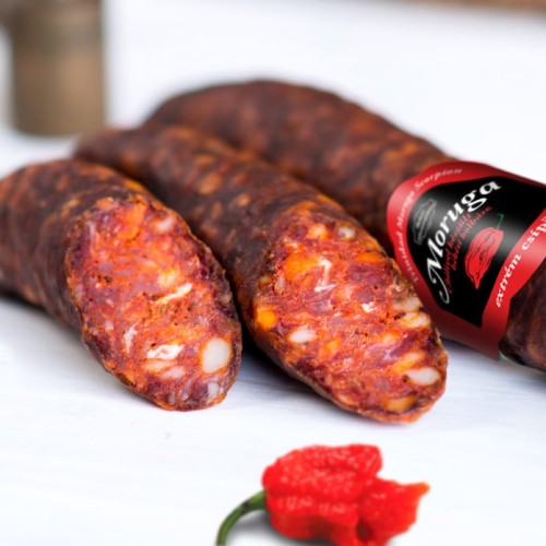 Węgierska kiełbasa ekstra ostra z chili Trinidad Scorpion Moruga 220 g