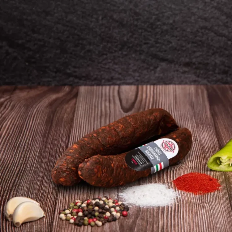 Węgierska kiełbasa krótka pikantna z szarego bydła - Tóalmási csípős rövid, páros szürkemarhakolbász 280g