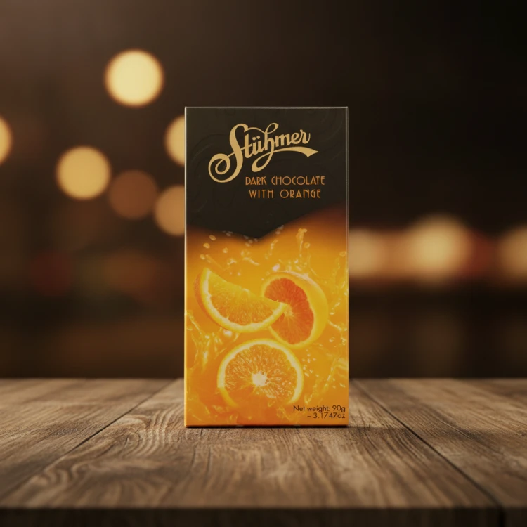 Węgierska gorzka czekolada Stühmer 70% z kandyzowaną pomarańczą 90g