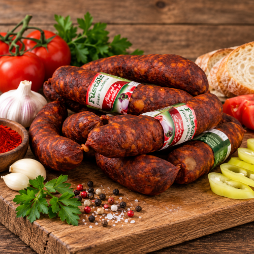 Węgierska kiełbasa krucha łagodna Temesvári Füstölt füzér kolbász 500g