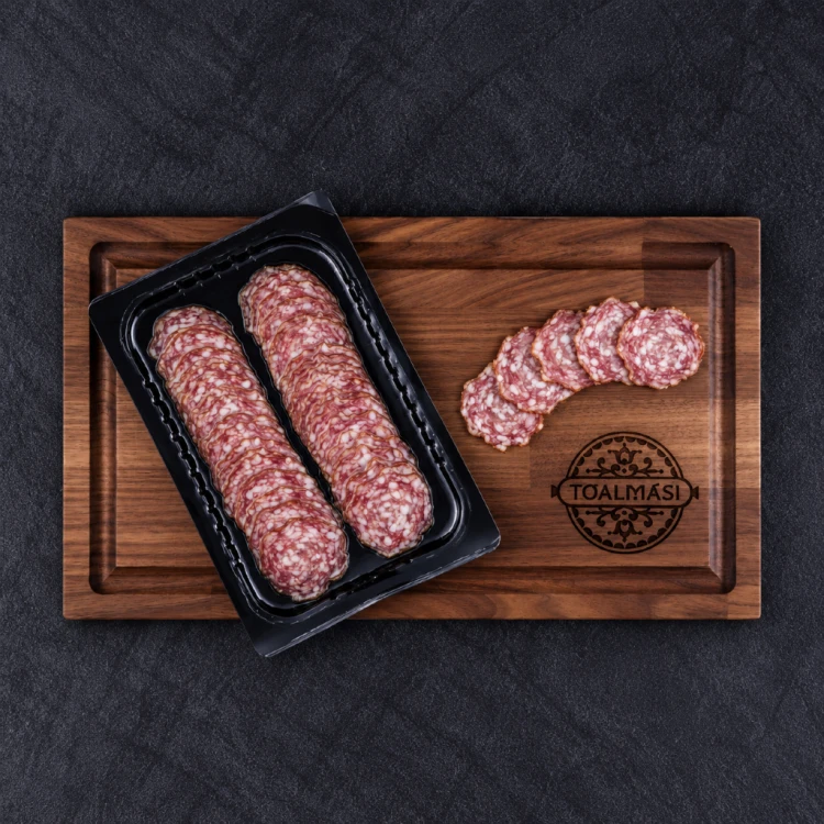 Węgierskie salami z szarego bydła bez papryki w plasterkach 80 g – Tóalmási