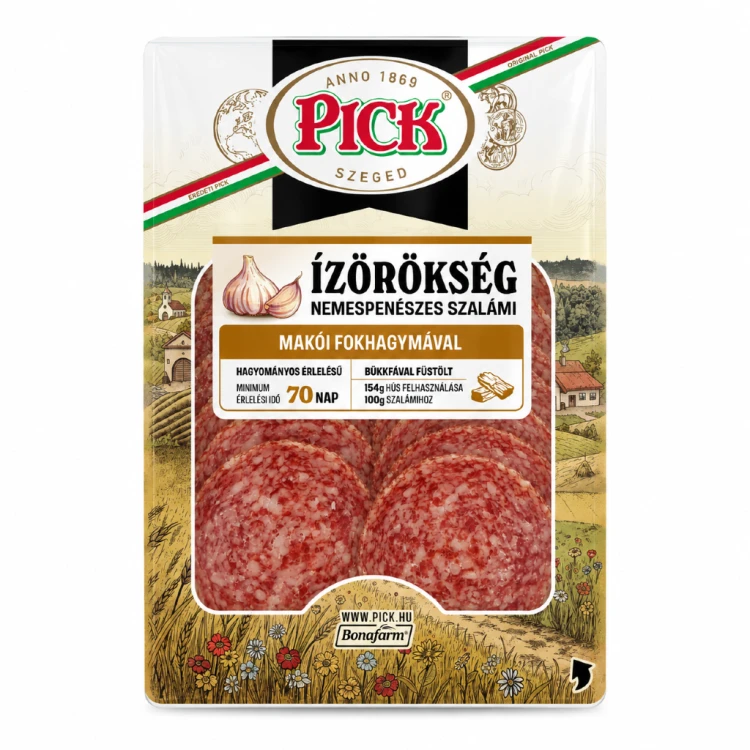 Węgierskie salami PICK Ízörökség z czosnkiem z Makó 70g
