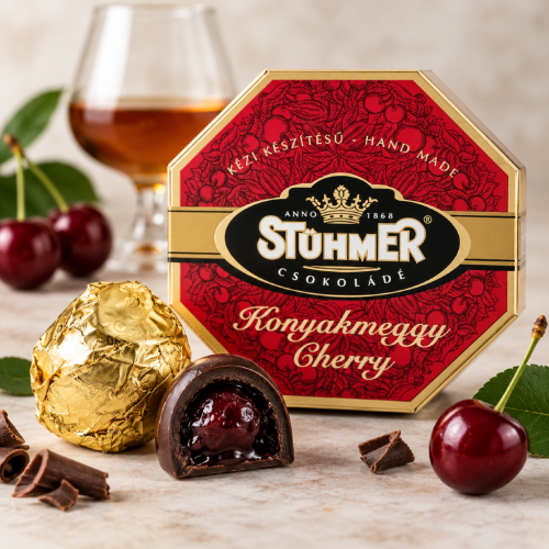 Węgierskie wiśnie koniakowe Stühmer Konyakmeggy w gorzkiej czekoladzie 80g