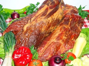 Węgierski udziec z Mangalicy wędzony, podpalany  - Mangalica Lángolt, füstölt darabolt comb 750g